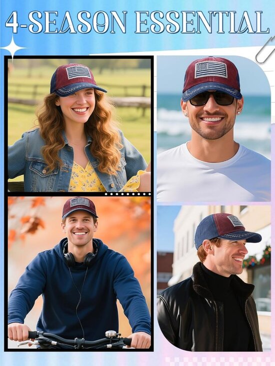 Women\'s Embroidered Baseball Cap Adjustable Soft Breathable Hats Red Blue Flag main image 7